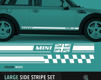 Mini Side Stripes Decal: British Flag Racing Design