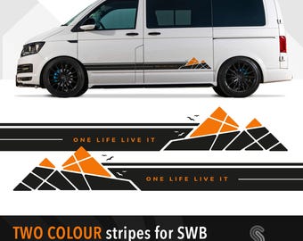 Van side stripes vinyl decal for David - Black with Orange - No text - 3m