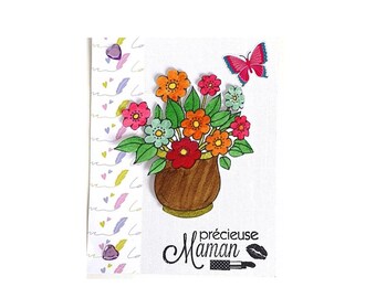 Mother's Day flower bouquet card, 3D paper scrapbooking card