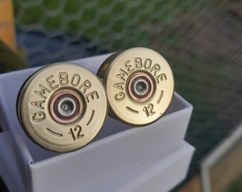 Cartridge Cufflinks. 12 bore shotgun cufflinks. Shooting gift. Country gift