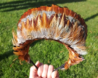 Bibi halo plume de faisan : fait main, vêtements de course, casque de mariage