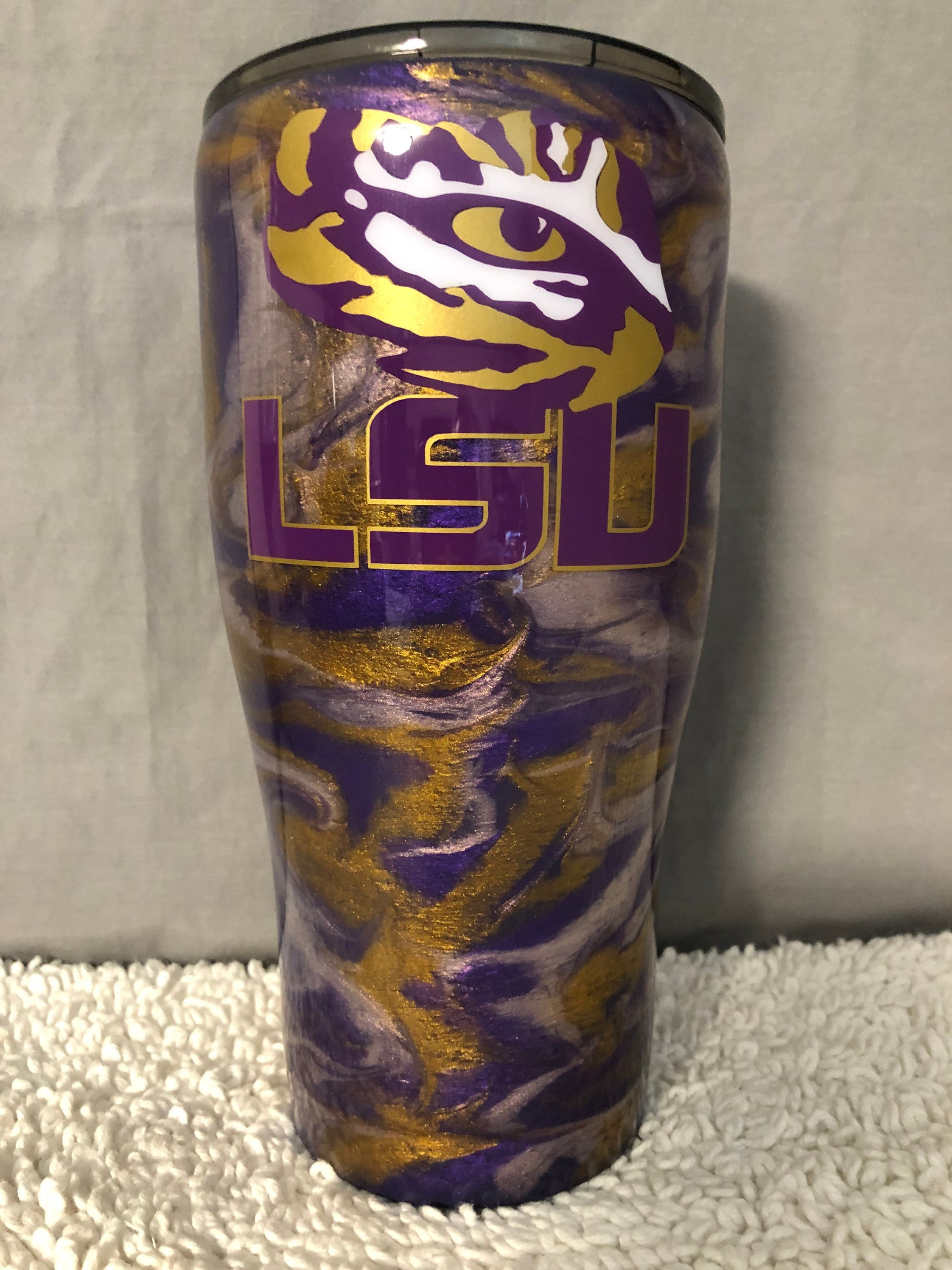 Purple Slim Stainless Tumbler - 22oz with LSU Logo Choice