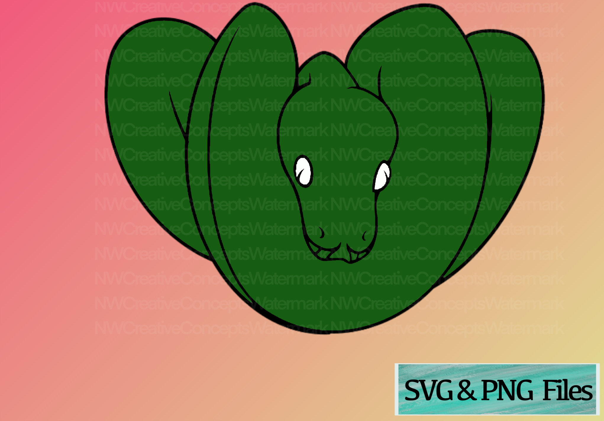 Snake SVG, Green Tree Python SVG & PNG Download File - Etsy
