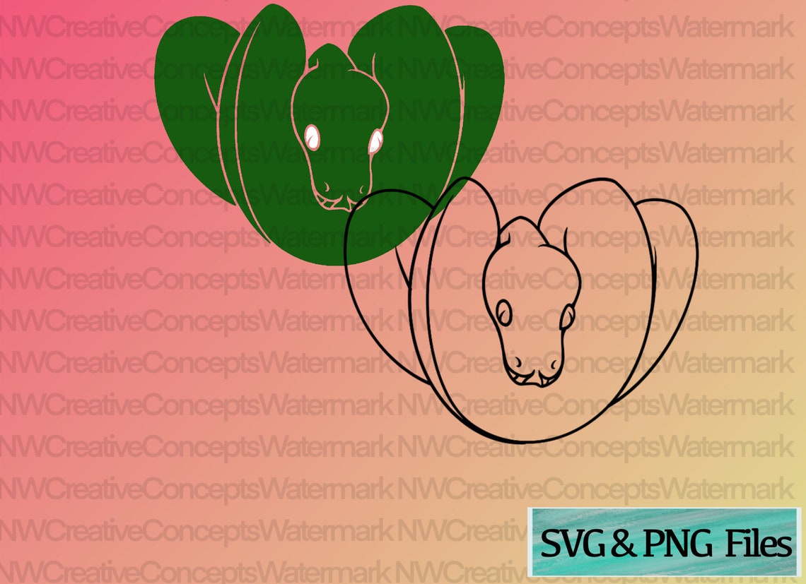 Snake SVG, Green Tree Python SVG & PNG Download File - Etsy
