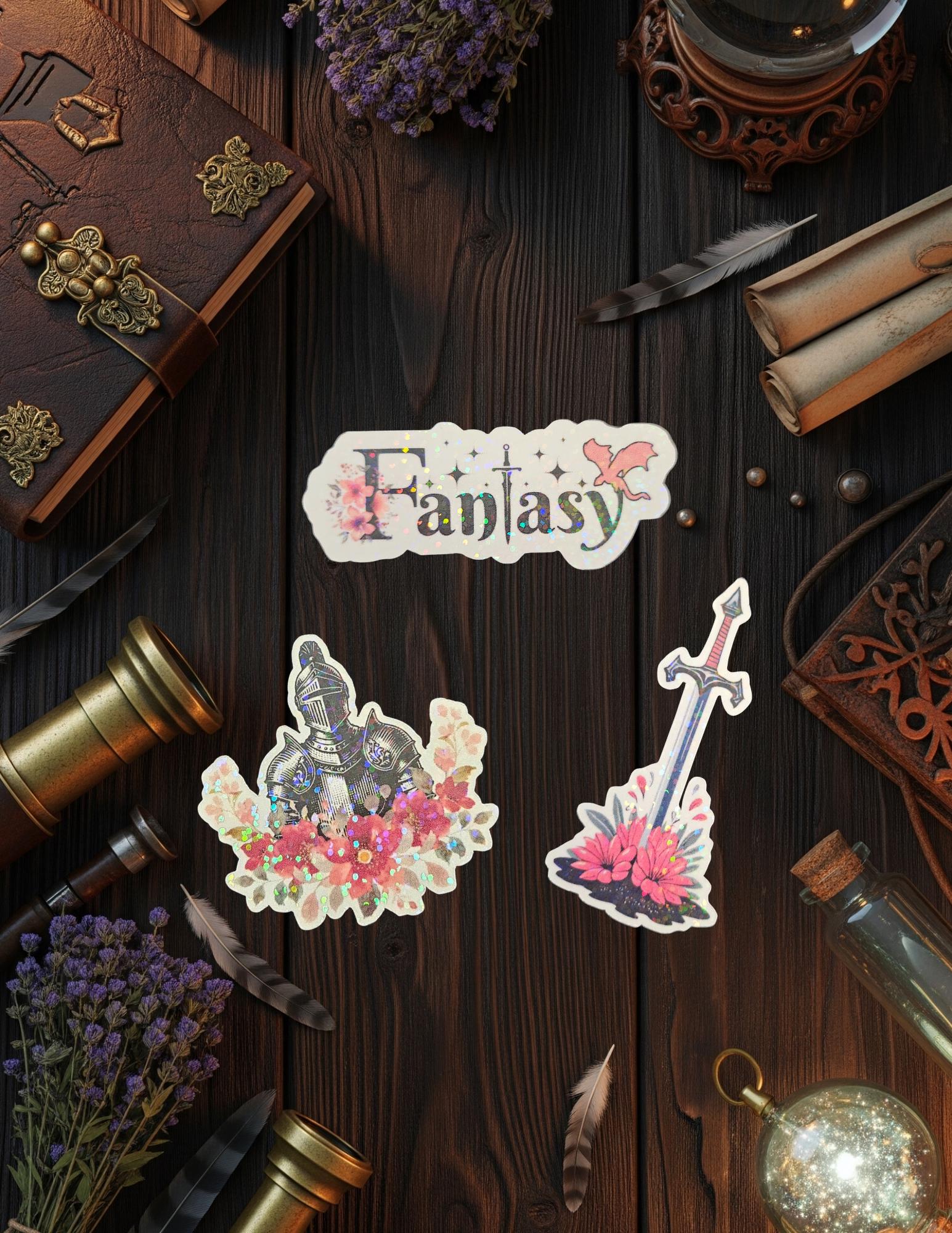 Holographic Fantasy Sticker Pack: Magical Dragons, Witches & Fairies
