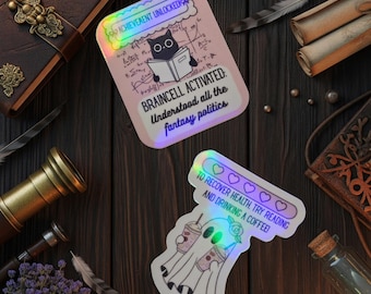 Bookish Gamer vinyl holographic stickers - kindle, ipad, hydroflask, laptop, gift