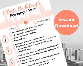 Atlanta Bachelorette Scavenger Hunt Game | Digital Printable | Georgia