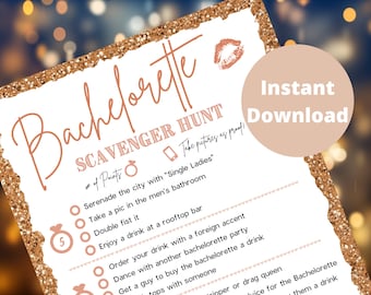 Bachelorette Schnitzeljagd Spiel | Digital Printable | Sofort Download Party Spiele