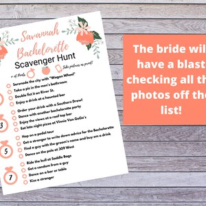 Savannah Georgia Bachelorette Scavenger Hunt Game | Digital Printable | Instant Download image 2