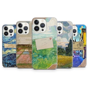 Custodia per telefono Van Gogh - Custodia artistica con pittura estetica per iPhone 15 Pro Max, 14, 13, 12, 11, 8 Plus, Samsung S23 Ultra, S22, S21 Pixel 8, 7