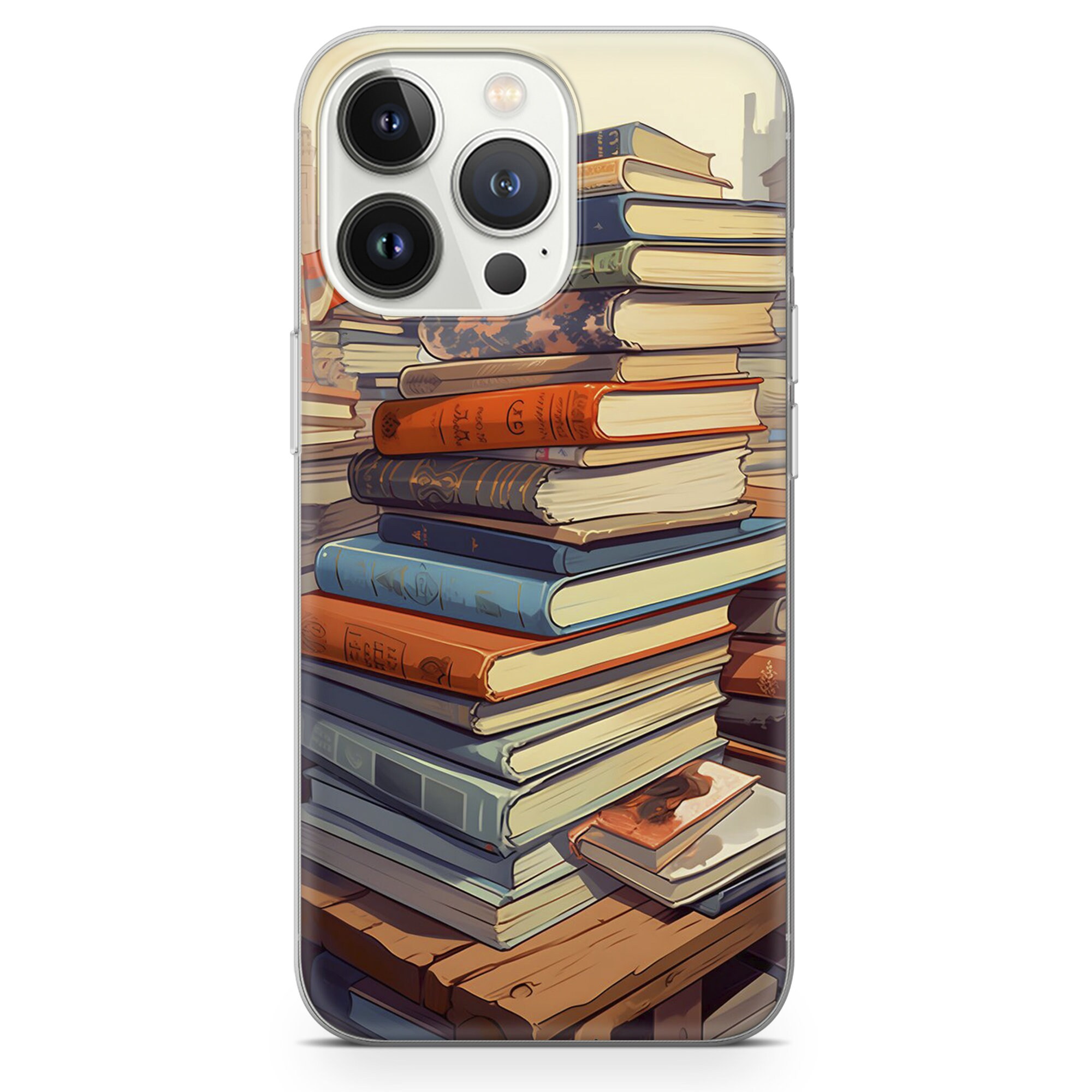 Bookshelf Phone Case Aesthetic Book Reader Art Cover for iPhone 15 Pro Max, 14, 13, 12, 11, 8