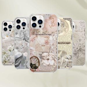 Funda de ángel blanco con diseño de hadas para iPhone 15 Pro Max, 14, 13, 12, 11, 8 Plus, Samsung S23 Ultra, S22, S21, Pixel 8 y 7