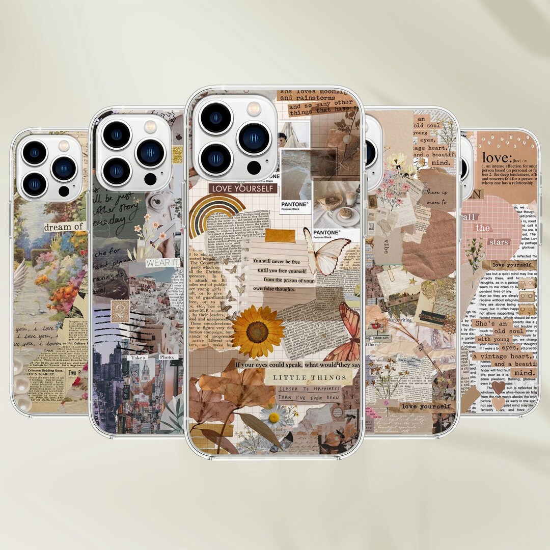 Phone Case Epaper Newspaper Phone Case - Scrapbook Collage Cover for iPhone 16 Pro Max 15 ...