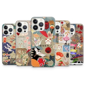 Custodia per telefono Japan Mood Board - Anime Collage Art Gift Art per iPhone 15 Pro Max 14 13 12 11 X 8 Plus Samsung S24 Ultra S23 FE Pixel 8