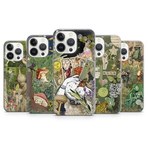 Custodia per telefono estetica Cottagecore - Custodia a forma di fungo con rana e strega per iPhone 15 Pro Max 14 13 12 11 8 Plus, Samsung S23 Ultra S22 S21 Pixel 8, 7
