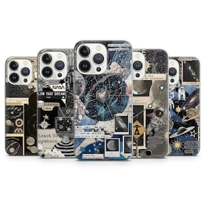 Custodia per telefono con estetica spaziale - Custodia artistica con astronauta Cosmos per iPhone 15 Pro Max, 14, 13, 12, 11, 8 Plus, Samsung S23 Ultra, S22 S21 Pixel 8 7