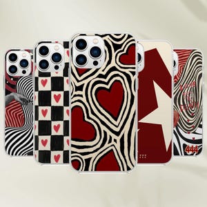 Custodia per telefono Grunge Y2K Love - Cover artistica con motivo a cuore e stelle per iPhone 16 Pro Max 15 14 13 12 11 8 Plus, Samsung S25 Ultra S24 S23 Pixel 9 8
