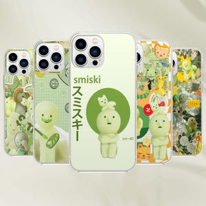 Custodia per telefono Smiski - Regalo artistico con statuina verde giapponese per iPhone 16 Pro Max 15 14 13 12 X 8 Plus Samsung S25 Ultra S24 S23 S22 FE