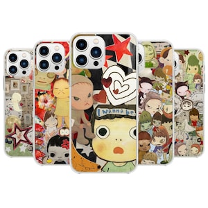Yoshimoto Nara Handyhülle - Ästhetische Japan Collage Geschenk für iPhone 16 Pro Max 15 14 13 12 11 X 8 Plus Samsung S24 Ultra S23 FE Pixel 8