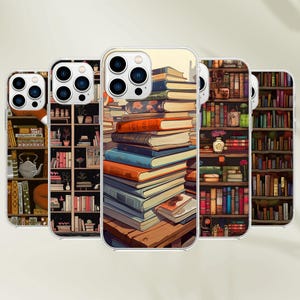 Coque de téléphone pour amoureux des livres - Couverture artistique pour lecteur de littérature pour iPhone 16 Pro Max 15 14 13 12 11 8 Plus, Samsung S25 Ultra S24 S23 Pixel 9 8