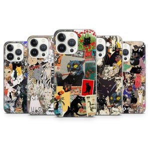 Coque de portable chat psychédélique - Coque pour iPhone 15 Pro Max, 14, 13, 12, 11, 8 Plus, Samsung S23 Ultra, S22, S21 Pixel 8, 7
