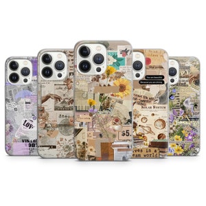 Custodia per telefono con motivo giornale - Cover estetica Cottagecore per iPhone 16 Pro Max 15 14 13 12 11 8 Plus, Samsung S25 Ultra S24 S23 S22 Pixel 9 8