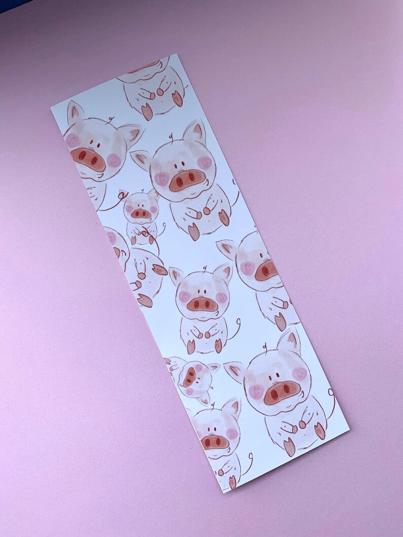Cute Pig Bookmark Cartoon Vegan Bookmark Paper Stationary | Etsy