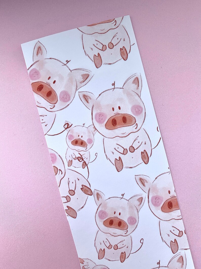 Cute Pig Bookmark Cartoon Vegan Bookmark Paper Stationary | Etsy