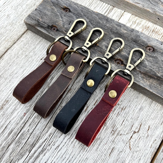 Handmade Leather Keychain With Clip | Durable Rustic Leather Key