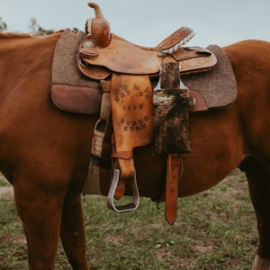 Cowhide Saddle Drink Holder, Cell Phone Holder, Bag, Western Gift, Rodeo, Mother&#39;s Day Gift, Horse Tack, Cowgirl Birthday Gift, Saddle Club