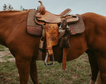 Cowhide Saddle Drink Holder, Cell Phone Holder, Bag, Western Gift, Rodeo, Mother's Day Gift, Horse Tack, Cowgirl Birthday Gift, Saddle Club