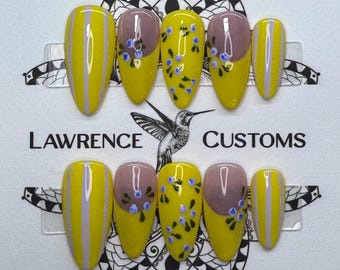 Blueberries Press On Nails: Reusable Faux Acrylics, NO AI IMAGES!