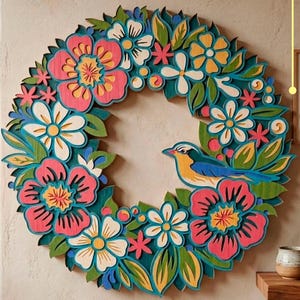 Floral Wreath Multilayer SVG. CNC. Cricut. Paper cutting. Laser cut file. 3D layer. Glowforge.