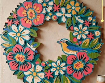 Floral Wreath Multilayer SVG. CNC. Cricut. Paper cutting. Laser cut file. 3D layer. Glowforge.