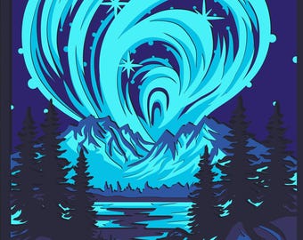 Northern Lights Multilayer SVG. CNC. Cricut. Paper cutting. Laser cut file. 3D layer. Glowforge.
