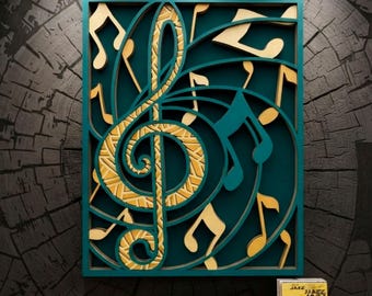 Musical Notes Multilayer SVG. CNC. Cricut. Paper cutting. Laser cut file. 3D layer. Glowforge.