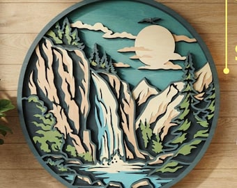 Landscape Multilayer SVG. CNC. Cricut. Paper cutting. Laser cut file. 3D layer. Glowforge.