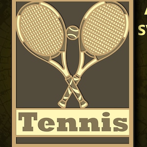 Tennis mehrschichtige SVG. CNC. Cricut. Scherenschnitt. Laser cut Datei. 3D Schicht. Glühschmiede.