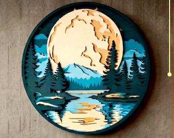 Landscape Multilayer SVG. CNC. Cricut. Paper cutting. Laser cut file. 3D layer. Glowforge.