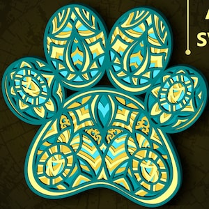 Pata SVG multicapa. CNC. Cricut. Corte de papel. Archivo cortado con láser. Capa 3D. Glowforge.