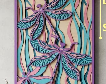 Dragonfly Multilayer SVG. CNC. Cricut. Paper cutting. Laser cut file. 3D layer. Glowforge.