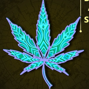 Marijuana multistrato SVG. CNC. Cricut. Taglio carta. File tagliato al laser. Strato 3D. Glowforge.