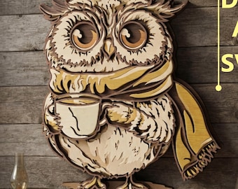 Owl Multilayer SVG. CNC. Cricut. Paper cutting. Laser cut file. 3D layer. Glowforge.
