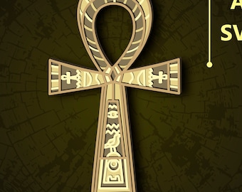 Egyptian Ankh Multilayer SVG. CNC. Cricut. Paper cutting. Laser cut file. 3D layer. Glowforge.