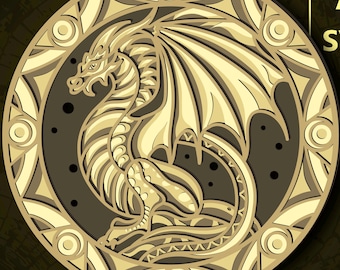 Dragon Multilayer SVG. CNC. Cricut. Paper cutting. Laser cut file. 3D layer. Glowforge.
