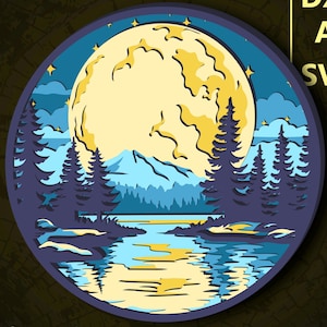 Landscape Multilayer SVG. CNC. Cricut. Paper cutting. Laser cut file. 3D layer. Glowforge.