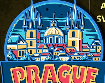 Archivo SVG multicapa de la ciudad de Praga. CNC. Cricut. Corte de papel. Archivo de corte láser. Capa 3D. Glowforge.