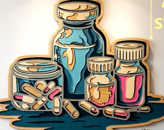 Medicine Multilayer SVG. CNC. Cricut. Paper cutting. Laser cut file. 3D layer. Glowforge.