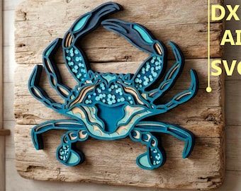 Crab Multilayer SVG. CNC. Cricut. Paper cutting. Laser cut file. 3D layer. Glowforge.