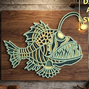Angler fish Multilayer SVG. CNC. Cricut. Paper cutting. Laser cut file. 3D layer. Glowforge.